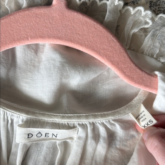 DÔEN flute blouse XXS Salt Women's Elegant White Ruffle Blouse - Picture 9 of 9